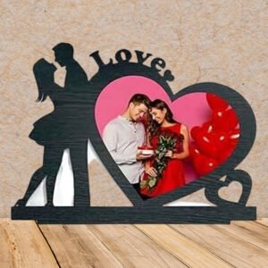 heart shaped couple photo frame