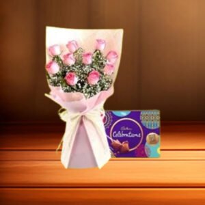 pink rose with chocolate